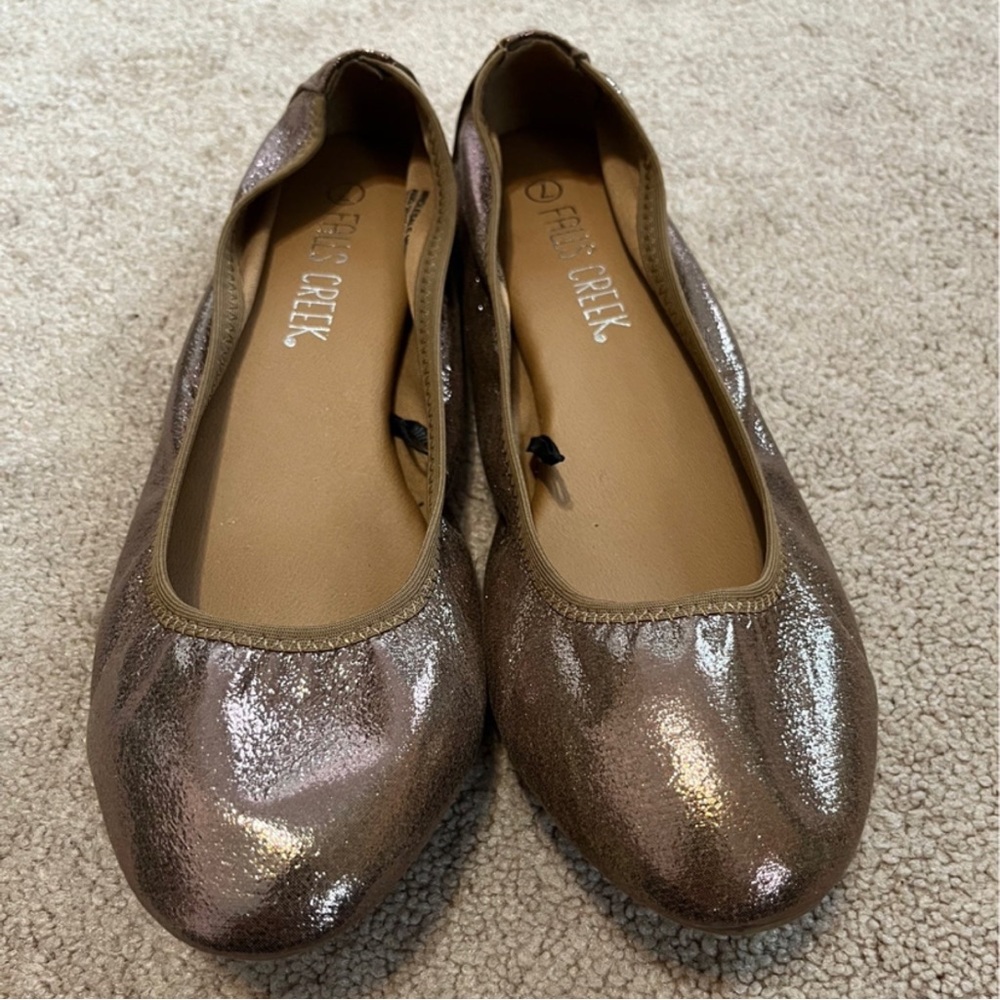 metallic ballet flats